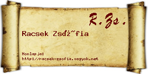 Racsek Zsófia névjegykártya